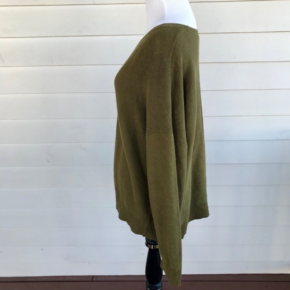 Women's J Jill  Olive Green Oversize Sweater Top - Picture 6 of 7